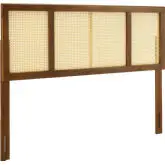 Delmare Full Headboard in Cane & Walnut Finish Wood