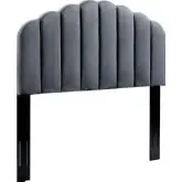 Veronique Twin Headboard in Channel Tufted Charcoal Fabric