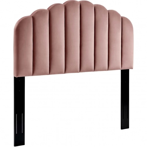 Veronique Twin Headboard in Channel Tufted Dusty Rose Fabric