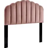 Veronique Twin Headboard in Channel Tufted Dusty Rose Fabric