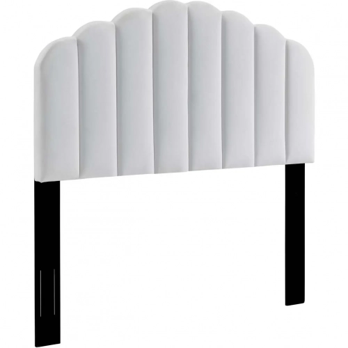 Veronique Twin Headboard in Channel Tufted White Fabric