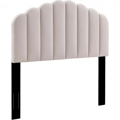 Veronique Full Queen Headboard in Channel Tufted Pink Fabric