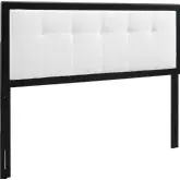 Draper Twin Headboard in Tufted White Fabric & Black Wood