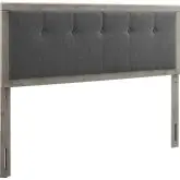 Draper Queen Headboard in Tufted Gray Fabric & Gray Wood