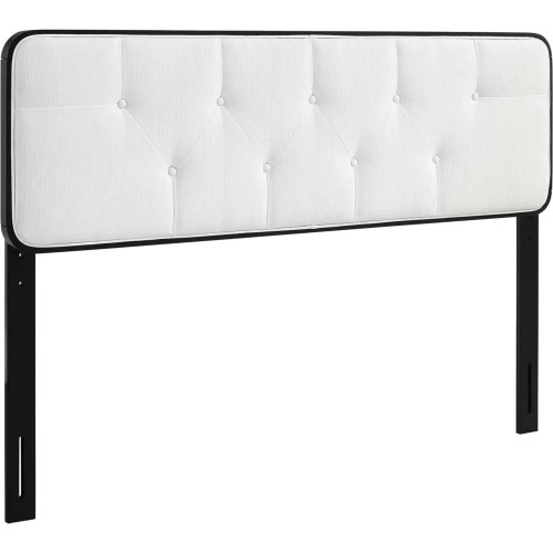 Collins Twin Headboard in Tufted White Fabric & Black Wood