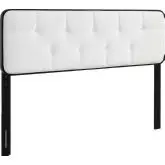 Collins Twin Headboard in Tufted White Fabric & Black Wood