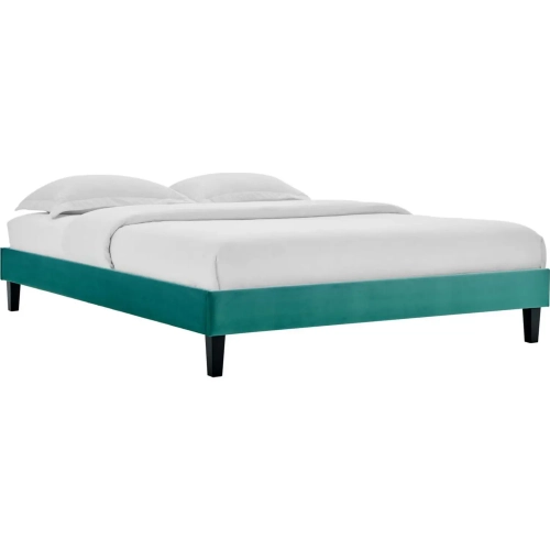 Reign Twin Platform Bed Frame in Teal Performance Velvet