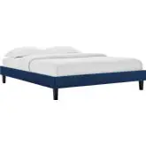 Reign Full Platform Bed Frame in Navy Blue Performance Velvet