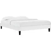 Reign Full Platform Bed Frame in White Performance Velvet