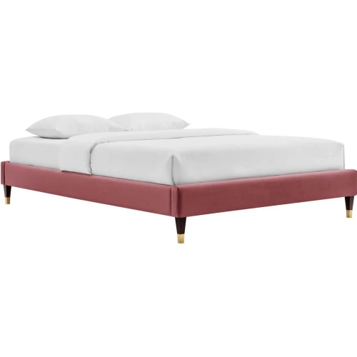 Harlow Twin Bed Frame in Dusty Rose Performance Velvet