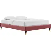 Harlow Queen Bed Frame in Dusty Rose Performance Velvet