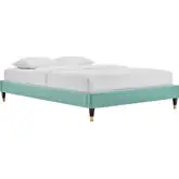 Harlow Queen Bed Frame in Mint Performance Velvet