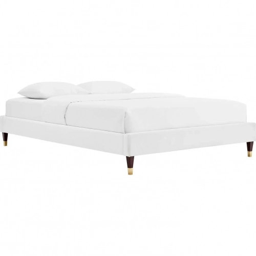 Harlow Queen Bed Frame in White Performance Velvet