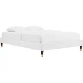 Harlow Queen Bed Frame in White Performance Velvet