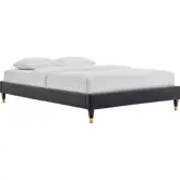 Harlow King Bed Frame in Charcoal Gray Performance Velvet