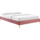 Sutton Queen Bed Frame in Dusty Rose Performance Velvet & Gold