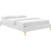 Sutton Queen Bed Frame in White Performance Velvet & Gold