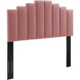 Noelle King CA King Headboard in Vertical Tufted Dusty Rose Velvet