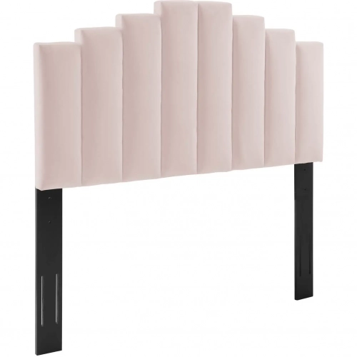 Noelle King CA King Headboard in Vertical Tufted Pink Velvet