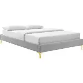 Sutton Twin Bed Frame in Light Gray Performance Velvet & Gold