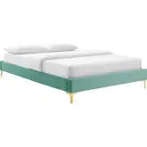 Sutton King Bed Frame in Mint Performance Velvet & Gold