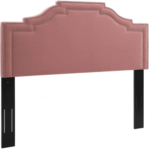 Lucia King CA King Headboard in Dusty Rose Velvet w/ Nailhead Trim