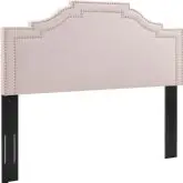 Lucia King CA King Headboard in Pink Velvet w/ Nailhead Trim