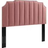 Rosalind King CA King Headboard in Channel Tufted Dusty Rose Velvet