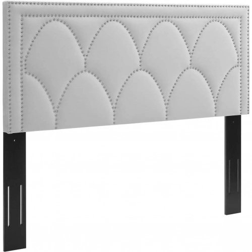 Greta Twin Headboard in Diamond Stitched Light Gray Performance Velvet