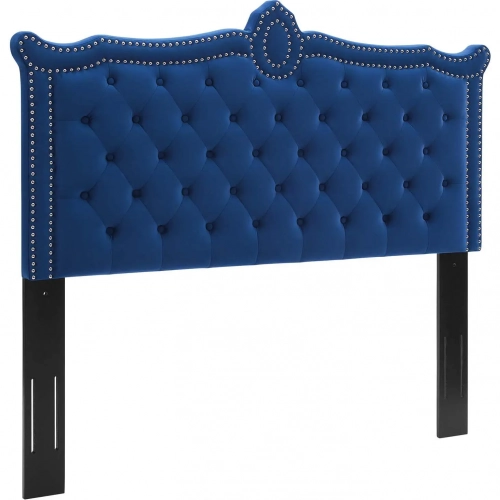 Louisa Twin Headboard in Tufted Navy Blue Velvet