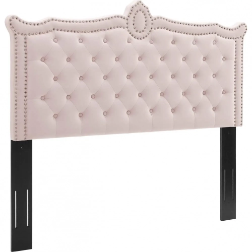 Louisa Full Queen Headboard in Tufted Pink Velvet