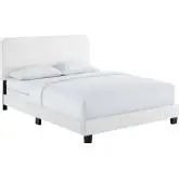 Celine King Bed in Channel Tufted White Performance Velvet