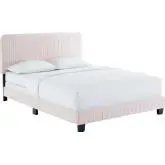 Celine Full Bed in Channel Tufted Pink Performance Velvet