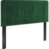 Milenna Twin Headboard in Channel Tufted Emerald Green Velvet