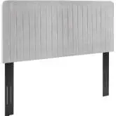 Milenna Full Queen Headboard in Channel Tufted Light Gray Velvet