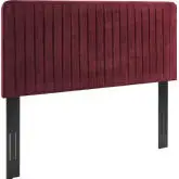 Milenna Full Queen Headboard in Channel Tufted Maroon Velvet