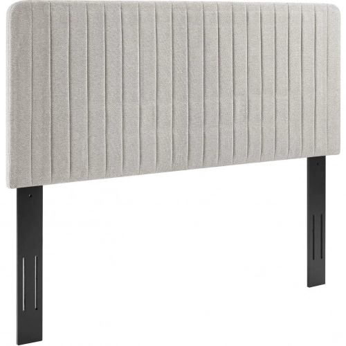 Milenna Full Queen Headboard in Channel Tufted Camel Fabric