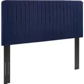 Milenna King CA King Headboard in Channel Tufted Royal Blue Fabric