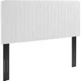 Milenna King CA King Headboard in Channel Tufted White Fabric