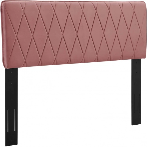 Leila Full Queen Headboard in Diamond Dusty Rose Velvet