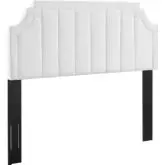 Alyona Full Queen Headboard in Channel Tufted White Velvet