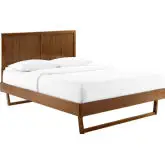 Alana Queen Platform Bed w/ Angular Frame in Walnut Wood