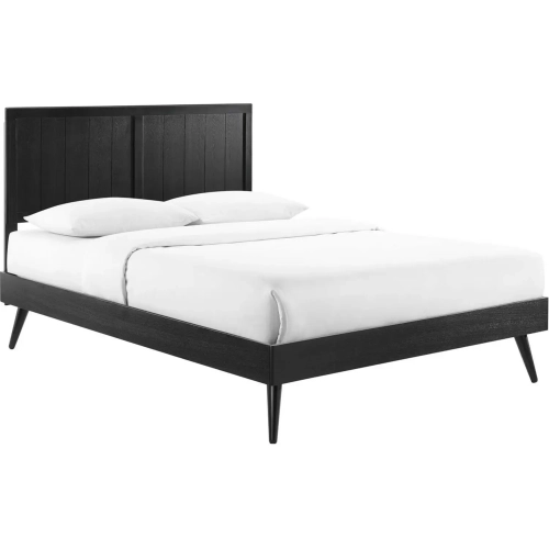Alana Queen Platform Bed with Splayed Legs in Black Wood