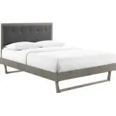 Willow Queen Platform Bed w/ Angular Frame in Gray & Gray