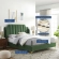 Daniella Queen Platform Bed in Vertical Tufted Emerald Green Velvet