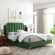Daniella Queen Platform Bed in Vertical Tufted Emerald Green Velvet