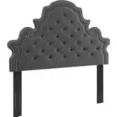 Diana Full Queen Headboard in Tufted Charcoal Gray Performance Velvet