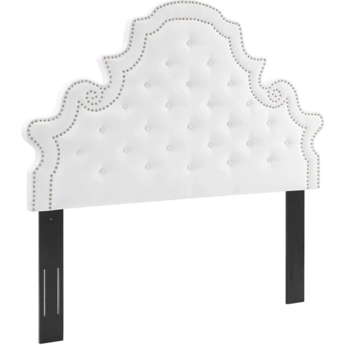 Diana Full Queen Headboard in Tufted White Performance Velvet