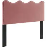 Athena Full Queen Scalloped Headboard in Dusty Rose Performance Velvet