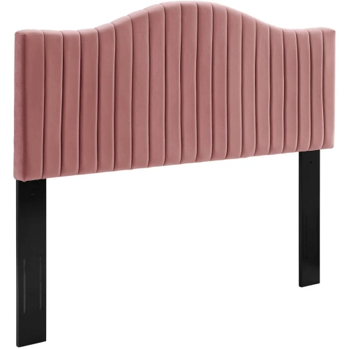 Brielle Twin Headboard in Channel Tufted Dusty Rose Velvet